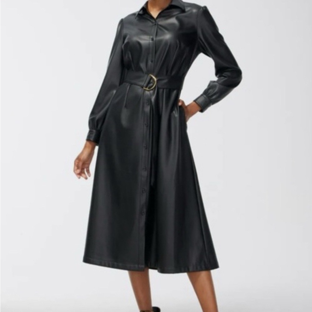 Chico's Elegant Black Faux Leather Dress
